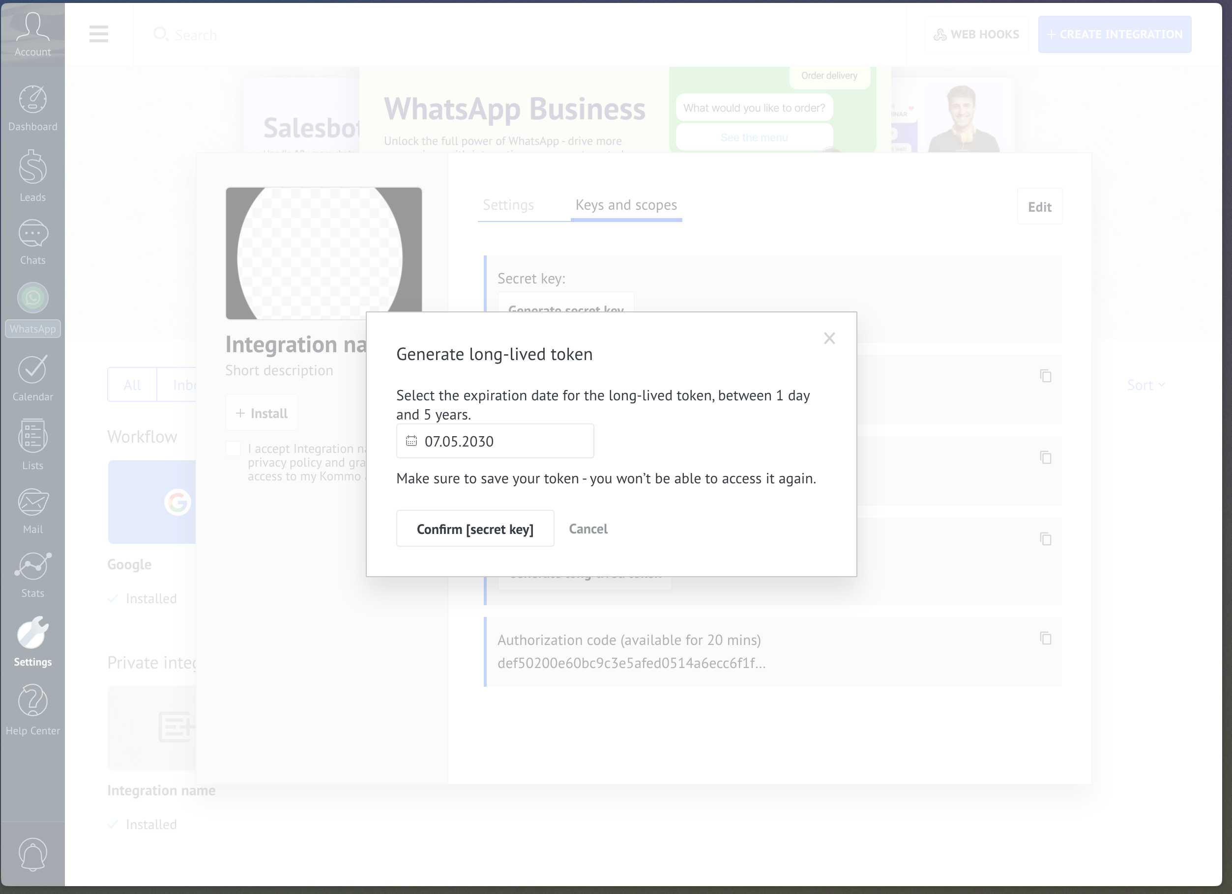 App Creation on Kommo