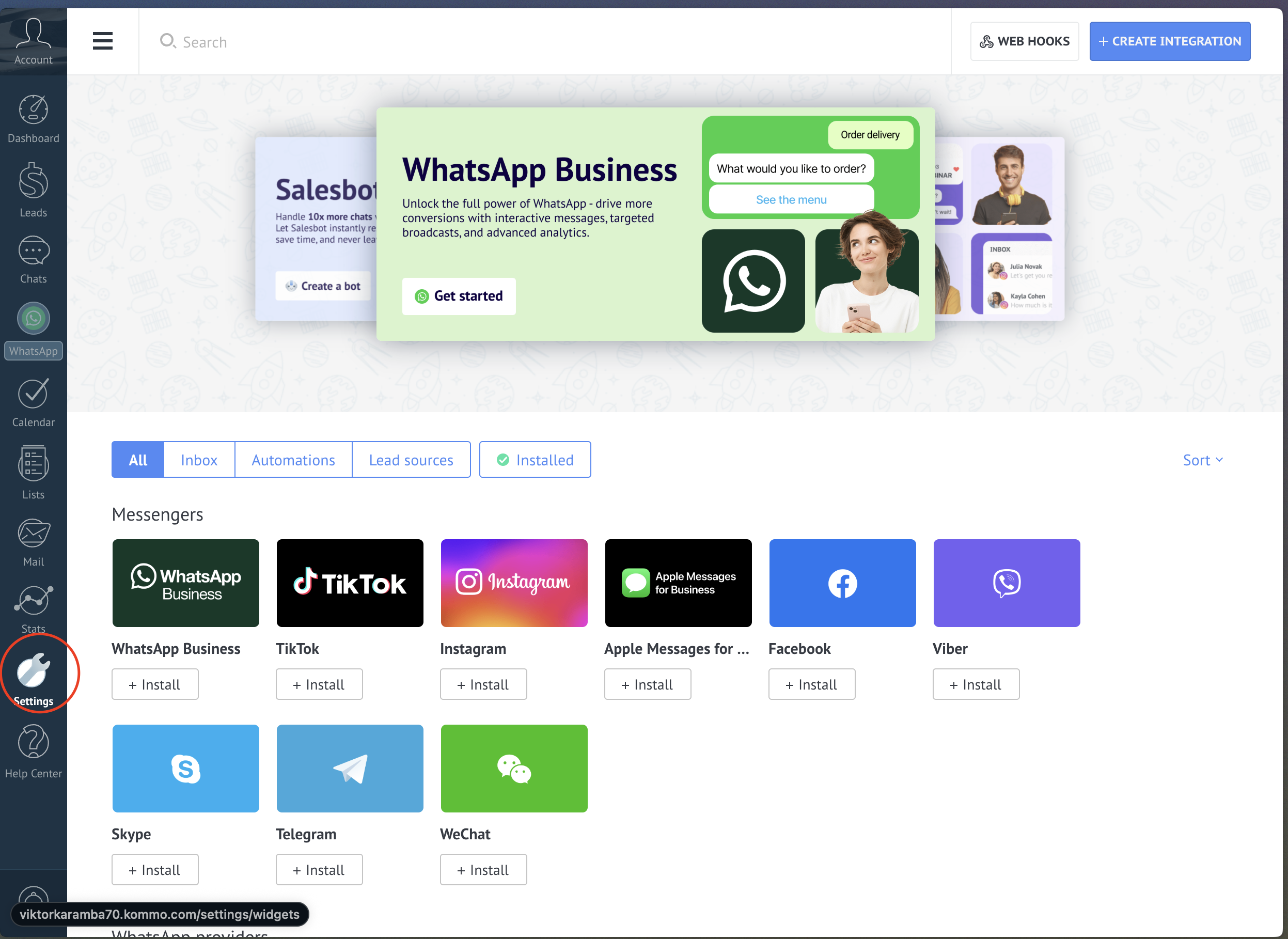 App Creation on Kommo