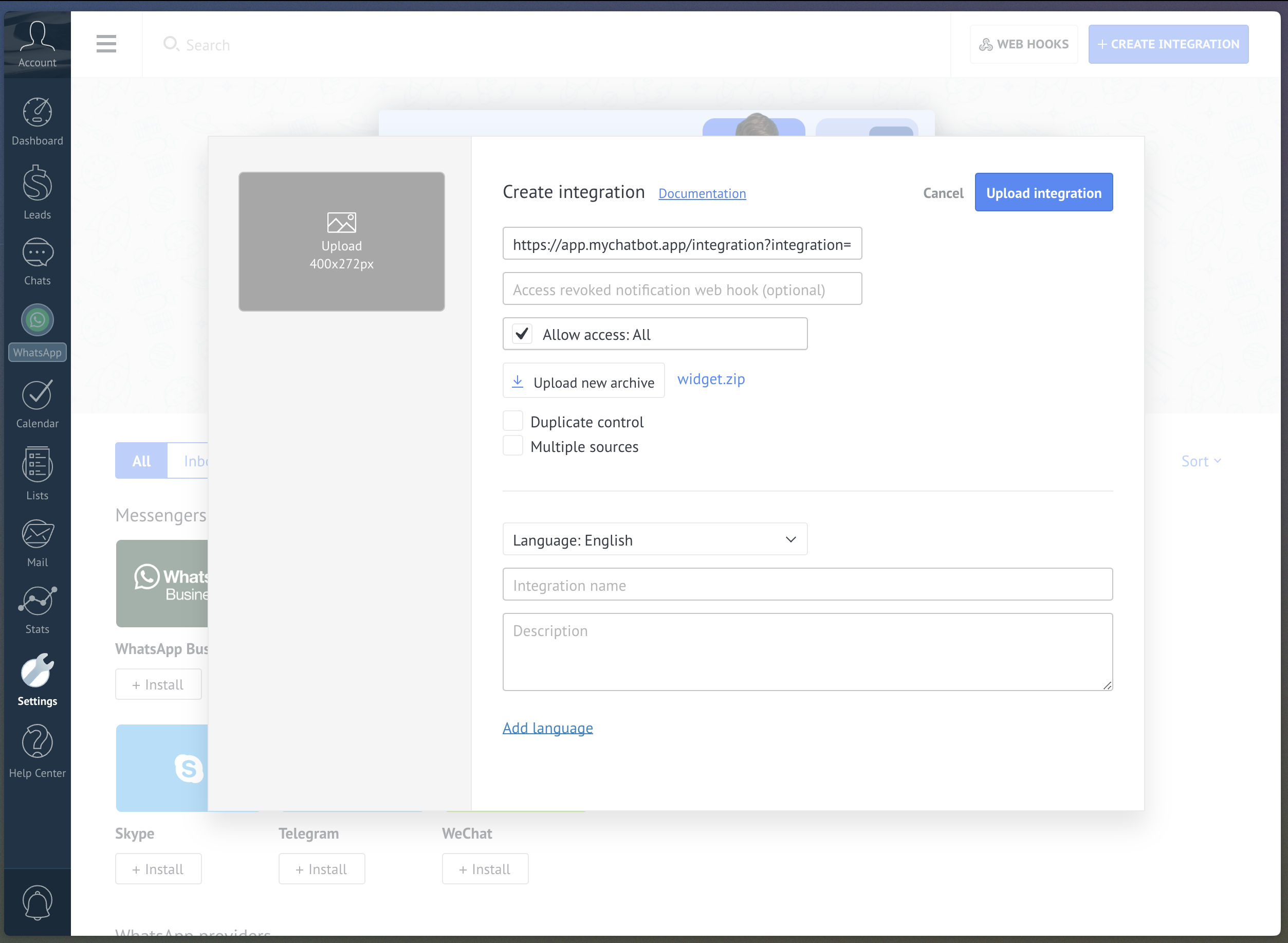 App Creation on Kommo