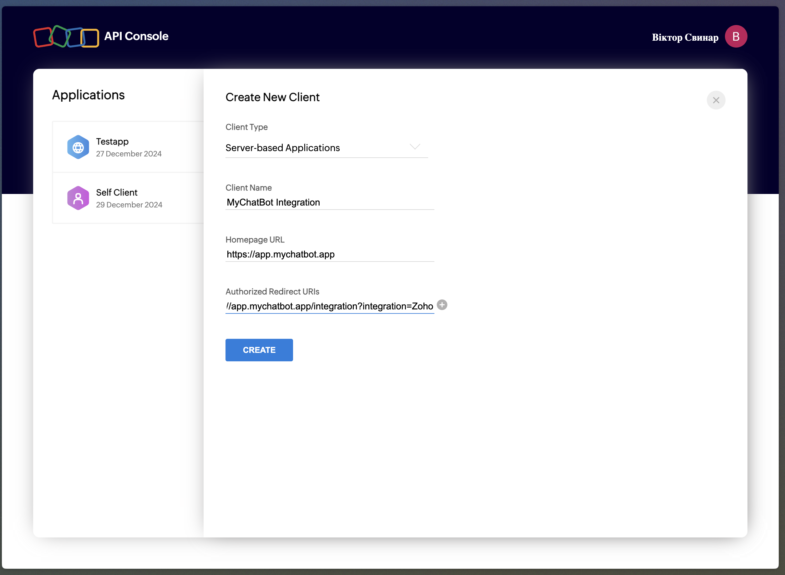 Creating Integration on MyChatBot